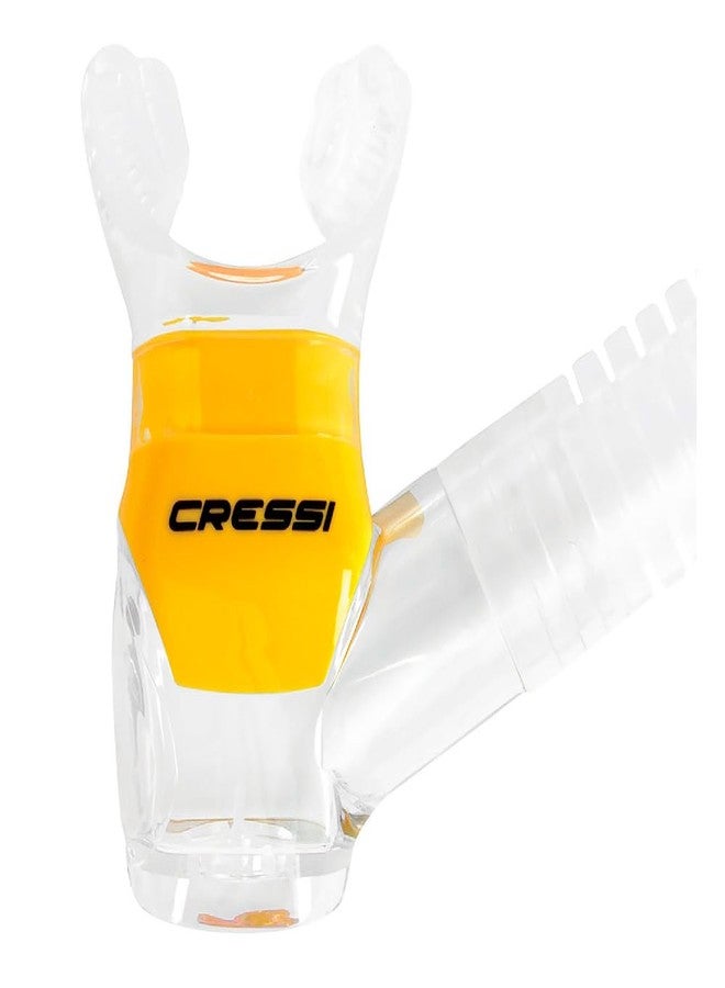 CRESSI Supernova Dry Snorkel with Valve and Splash Guard for Snorkeling and Freediving, Silicone Mouthpiece with Purge Valve and Quick Attachment, Unisex, Transparent/Yellow, One Size - Image 3