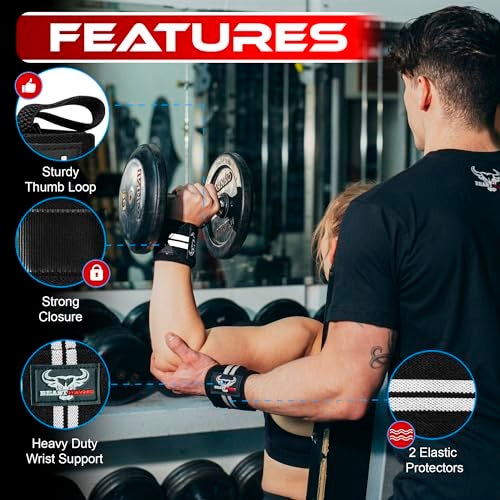 BEAST RAGE® Wrist Wraps for Weightlifting Adjustable Lifting Straps & Wrist Straps with Thumb Loop for Enhanced Gym Support, Wrist Support for Powerlifting, Bodybuilding and Gym Workout (White) - Image 3