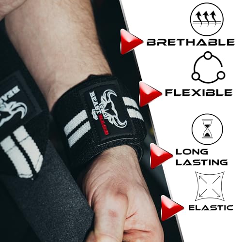 BEAST RAGE® Wrist Wraps for Weightlifting Adjustable Lifting Straps & Wrist Straps with Thumb Loop for Enhanced Gym Support, Wrist Support for Powerlifting, Bodybuilding and Gym Workout (White) - Image 4