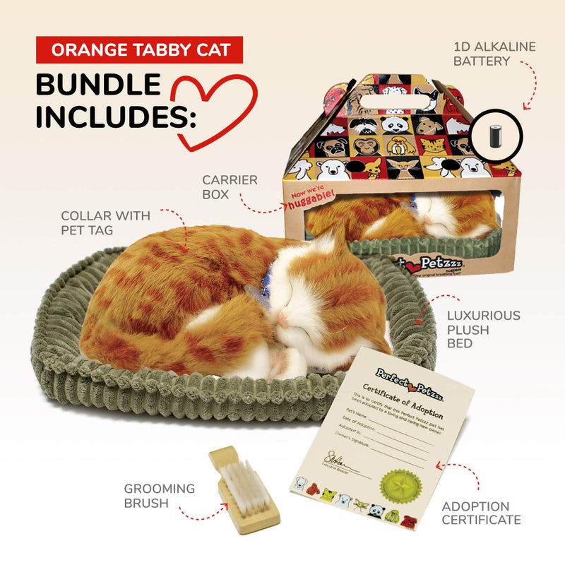 Perfect Petzzz - Original Petzzz Orange Tabby Cat, Realistic Lifelike Stuffed Interactive Pet Toy, Companion Pet with 100% Handcrafted Synthetic Fur - Image 3