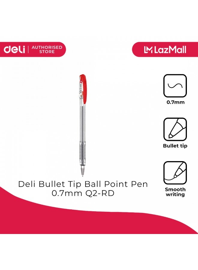 Deli EQ2-rd Ball Point Pen 24 -Pieces, 0.7 mm Bullet Tip,Red (2 pack). - Image 3