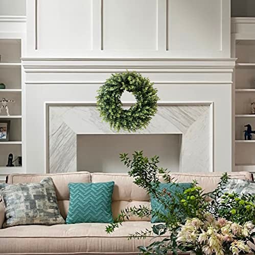 IPLNTS 20” Wreaths for Front Door,Spring and Summer Eucalyptus Wreath,Outdoor Green Door Wreath for All Seasons Porch Living Room Bedroom Window Wall Indoor Outdoor Farmhouse Home Decoration - Image 2