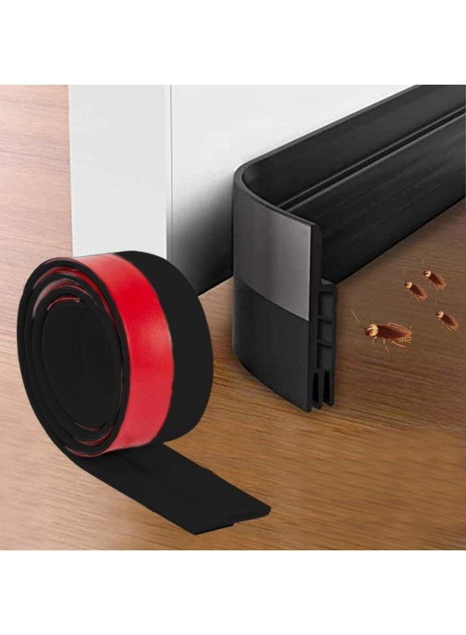 Under Door Draft Stopper, Home Improvement, Weather Stripping Door Seal, Bottom of Door Sweep, Garage Window Blocker Noise Dust Insulation Draft Guard, 39" L, Black - Image 2