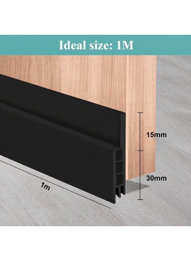 3-Layer Door Seal Strip, Door Draft Stopper, Bottom Seal Strip, Adhesive Draft Blocker for Exterior & Interior Doors, Dust, Air, Soundproof, Weather Stripping 1m (Black) - Image 4
