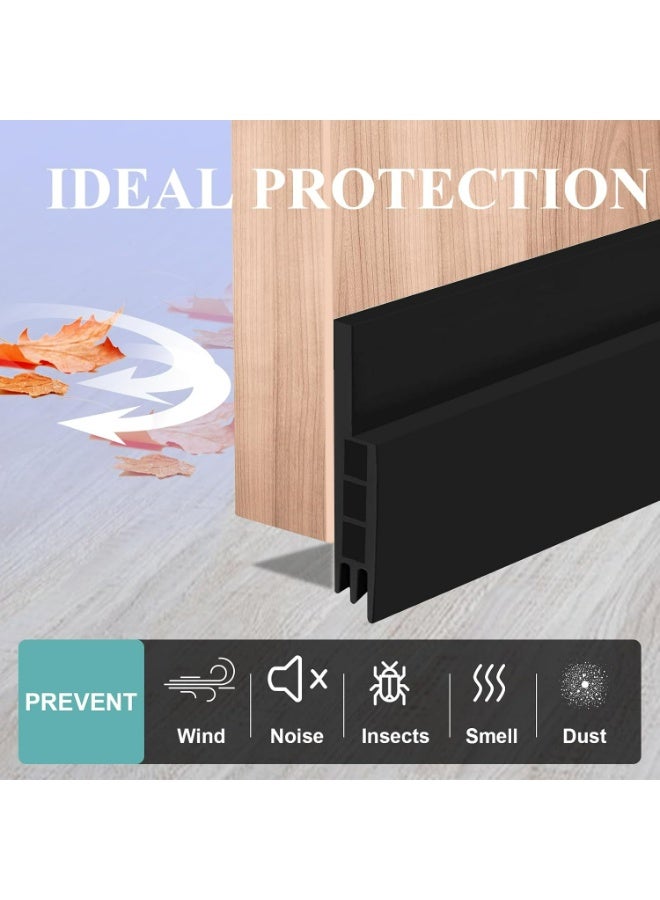 3-Layer Door Seal Strip, Door Draft Stopper, Bottom Seal Strip, Adhesive Draft Blocker for Exterior & Interior Doors, Dust, Air, Soundproof, Weather Stripping 1m (Black) - Image 2