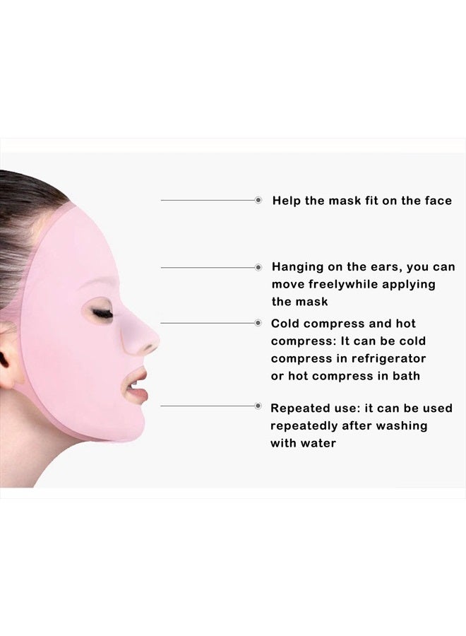 Angzhili عبوة من قناع السيليكون المرطب للقناع الورقي، غطاء قناع الوجه القابل لإعادة الاستخدام مع خطاف، غطاء قناع ورقي لإبطاء تبخر جوهر القناع، أداة للعناية بالوجه (أبيض) - Image 3