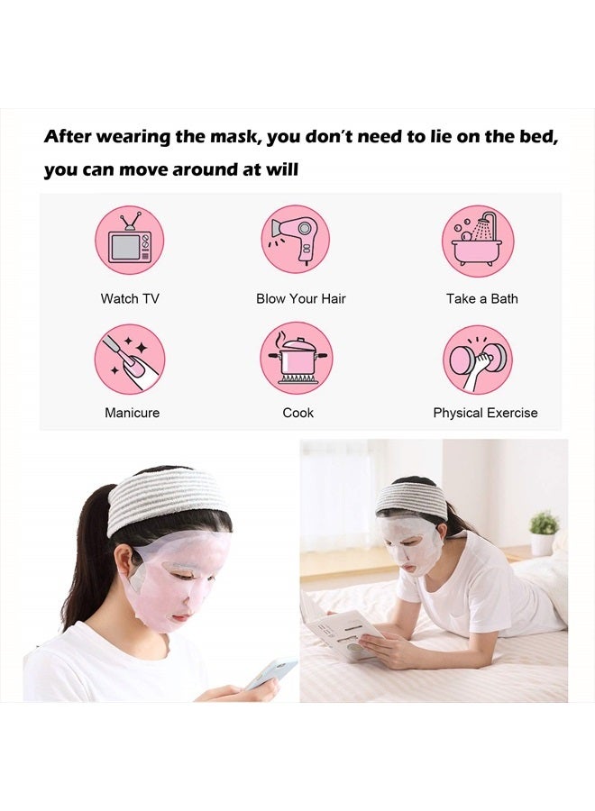 Angzhili عبوة من قناع السيليكون المرطب للقناع الورقي، غطاء قناع الوجه القابل لإعادة الاستخدام مع خطاف، غطاء قناع ورقي لإبطاء تبخر جوهر القناع، أداة للعناية بالوجه (أبيض) - Image 2