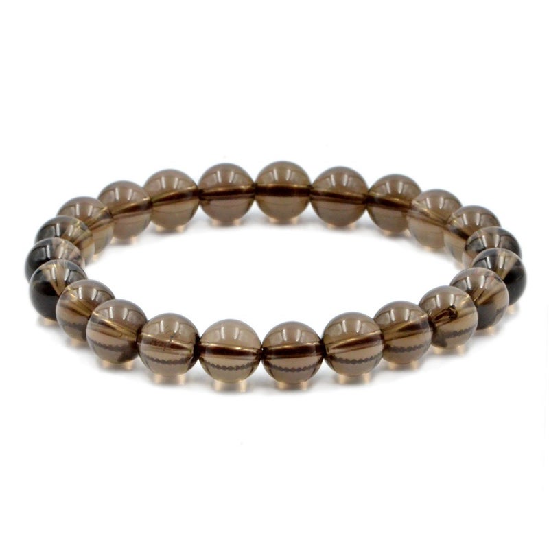 AD Beads Natural Gemstone Round Beads Stretch Bracelet Healing Reiki 8mm (Smoky Quartz) - Image 1