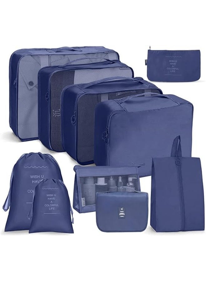 SOOFAM 10 PCS Packing Cubes,Travel Organizer Bags for Luggage,Travel Packing Kit with Clothes Shoes Storage Bag Waterproof Laundry Bag Traveling Accessories - Image 1