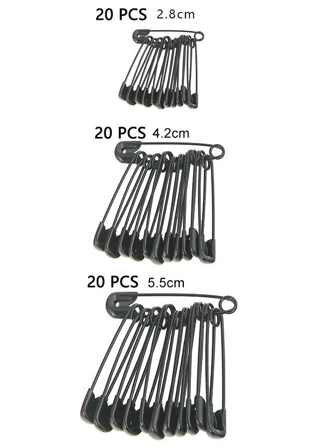 60 PCS Safety Pins Heavy Duty Quilting Pins, Black Safety Pins Bulk Metal Sewing Pins, Premium Sharp Safety Pins for DIY Crafts Jewelry Making Baby Clothing - Image 4