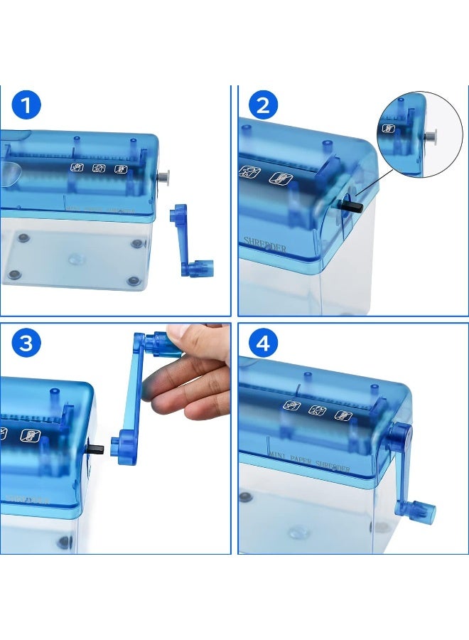 Mini Hand Shredder Portable Paper Shredder Manual Shredder Documents Paper Cutting Tool Home Office Desktop Stationery Christmas Birthday Gift Blue - Image 3