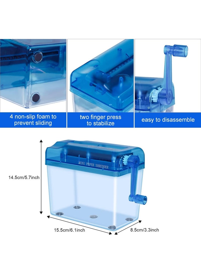 Mini Hand Shredder Portable Paper Shredder Manual Shredder Documents Paper Cutting Tool Home Office Desktop Stationery Christmas Birthday Gift Blue - Image 2
