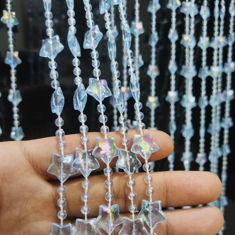 ave split Beaded Curtain Doorways Star Acrylic Hanging Door Beads String Curtains Tassel Room Divider Screen Decor for Doorway Window Living Room Wedding 049Star (Blue Star) - Image 4