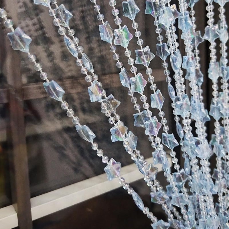 ave split Beaded Curtain Doorways Star Acrylic Hanging Door Beads String Curtains Tassel Room Divider Screen Decor for Doorway Window Living Room Wedding 049Star (Blue Star) - Image 1