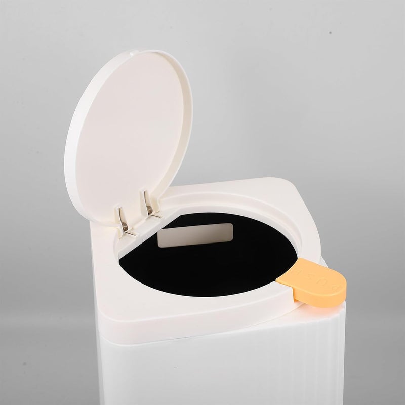 Large White Waste Bin with Lid, Paper Trash Can for Bathroom and Bedroom, Covered Garbage Can for Home Kitchen and Office, Floor-Standing Household Trash Container - Image 3