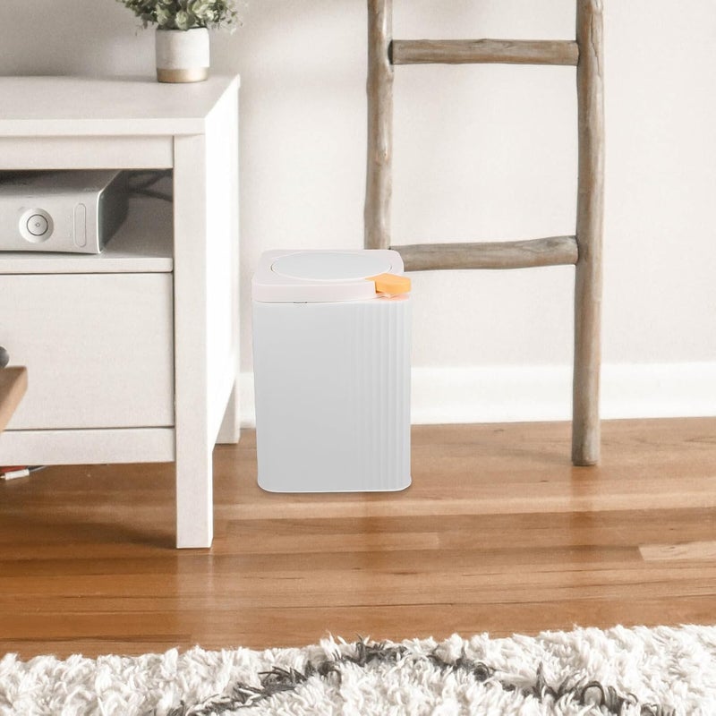 Large White Waste Bin with Lid, Paper Trash Can for Bathroom and Bedroom, Covered Garbage Can for Home Kitchen and Office, Floor-Standing Household Trash Container - Image 4