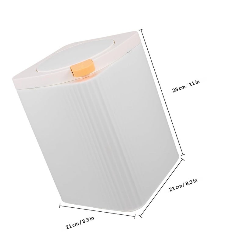 Large White Waste Bin with Lid, Paper Trash Can for Bathroom and Bedroom, Covered Garbage Can for Home Kitchen and Office, Floor-Standing Household Trash Container - Image 2
