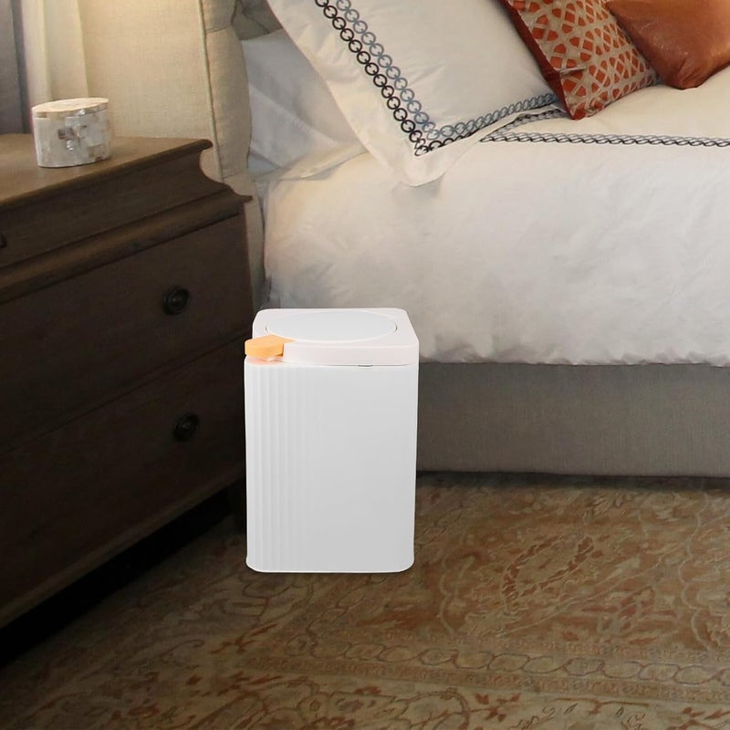 Large White Waste Bin with Lid, Paper Trash Can for Bathroom and Bedroom, Covered Garbage Can for Home Kitchen and Office, Floor-Standing Household Trash Container - Image 5