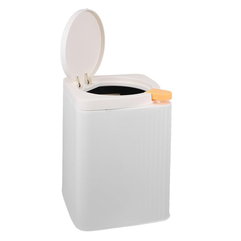 Large White Waste Bin with Lid, Paper Trash Can for Bathroom and Bedroom, Covered Garbage Can for Home Kitchen and Office, Floor-Standing Household Trash Container - Image 1