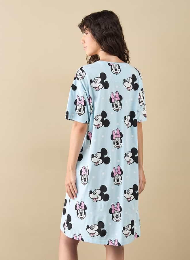 Splash FAV Mickey and Minnie Mouse Print Sleepshirt with Short Sleeves  - Image 3