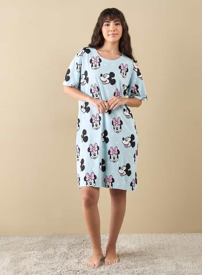 Splash FAV Mickey and Minnie Mouse Print Sleepshirt with Short Sleeves  - Image 2