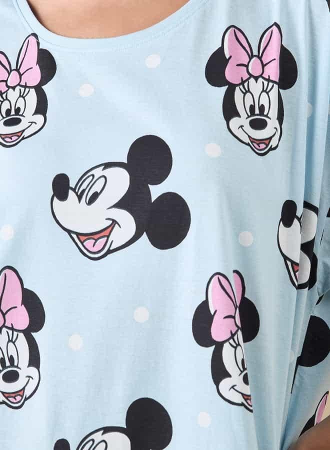 Splash FAV Mickey and Minnie Mouse Print Sleepshirt with Short Sleeves  - Image 4