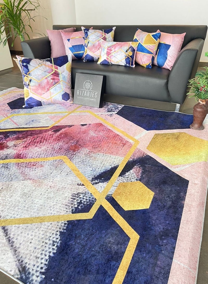 RIZARIES Pink Abstract Centerpiece Rug, Fabric, Rectangle - Image 5
