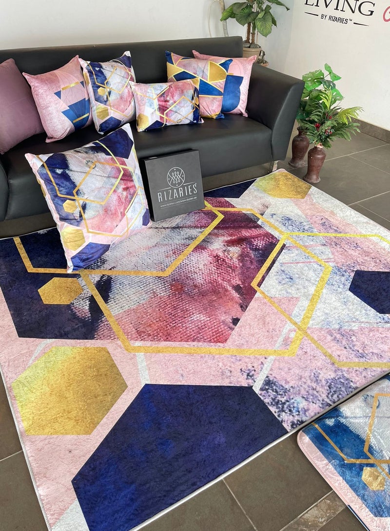 RIZARIES Pink Abstract Centerpiece Rug, Fabric, Rectangle - Image 4