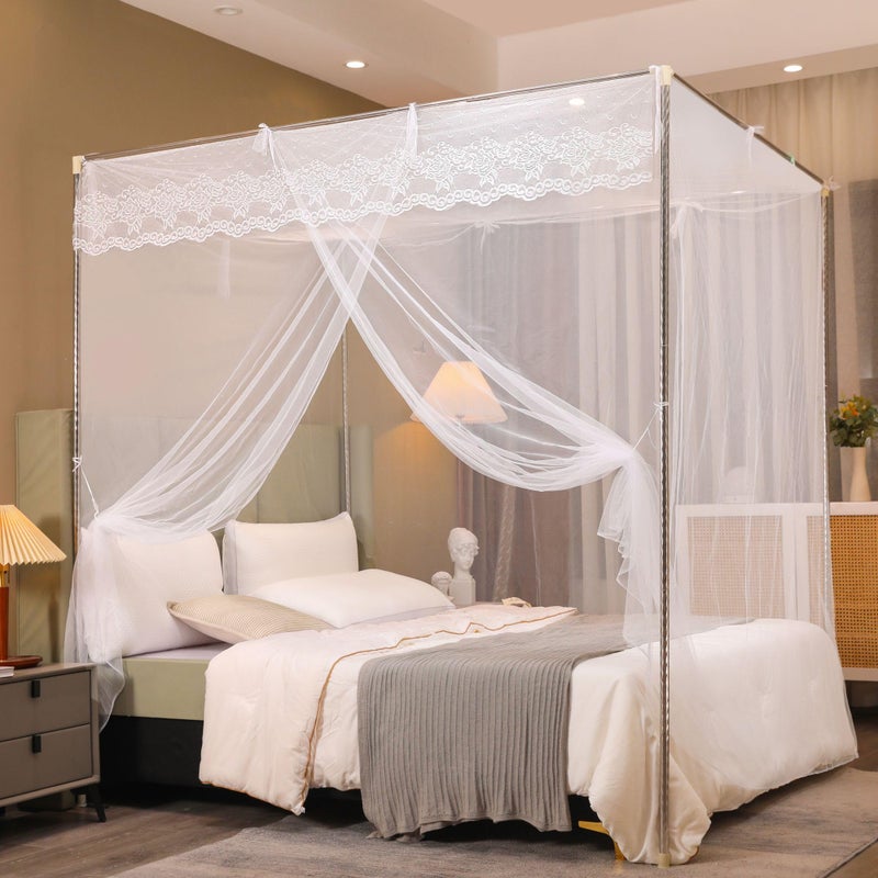 Niemro White Mosquito Net Tent for Bed，One Side Opening Canopy Netting Curtain Net for Bedroom Decoration for Twin Size（Without Bed Frame） - Image 3