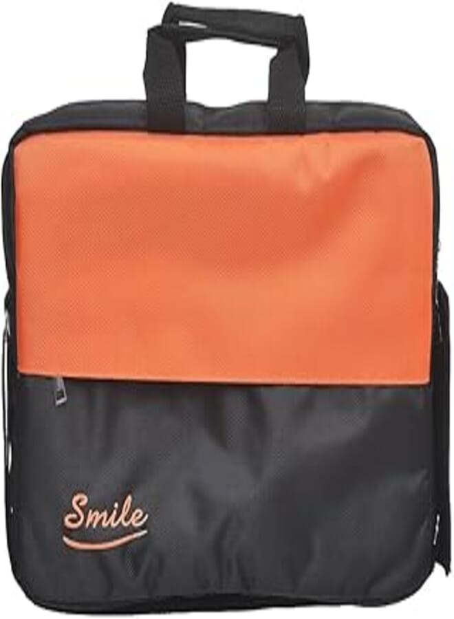 Dragon Dragon Smile Fabric Shoulder Strap Laptop Case With Hidden Front Pocket And Two Separate Portion Inside For Laptop Protection 17 IN - Orange Black