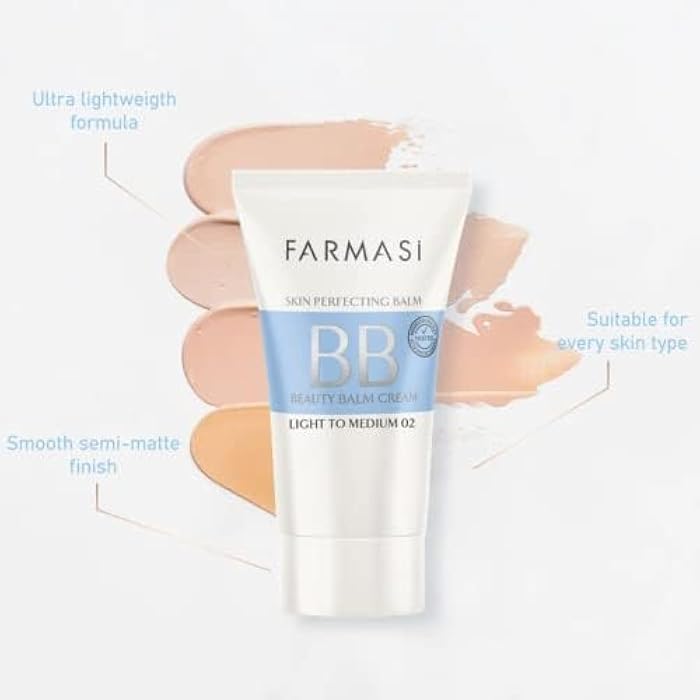 FARMASi Make Up BB Cream Beauty Balm, Full-Coverage Foundation, Concealer, Moisturizer BB Cream for All Skin Types, 1.7 fl. oz. / 50 ml (Light to medium) - Image 3