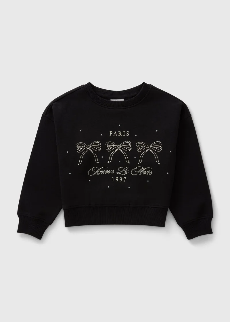 Matalan Girls Black Paris Bow Sweatshirt