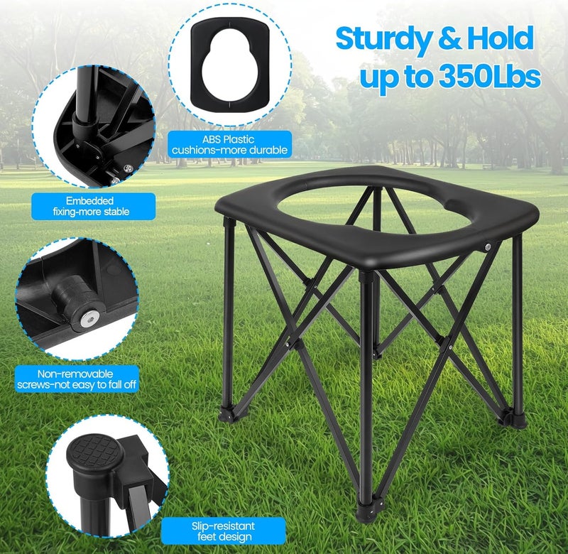 YOSN 15.6'' Portable Toilet for Camping - Ultralight Foldable Potty with 350LBS Capacity - Image 4