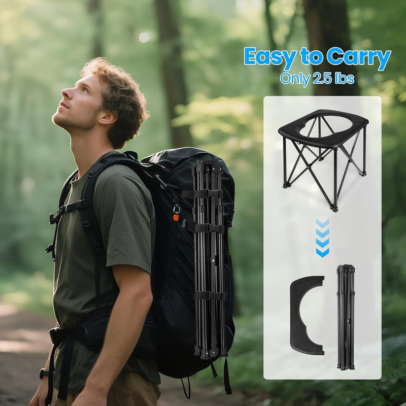 YOSN 15.6'' Portable Toilet for Camping - Ultralight Foldable Potty with 350LBS Capacity - Image 2