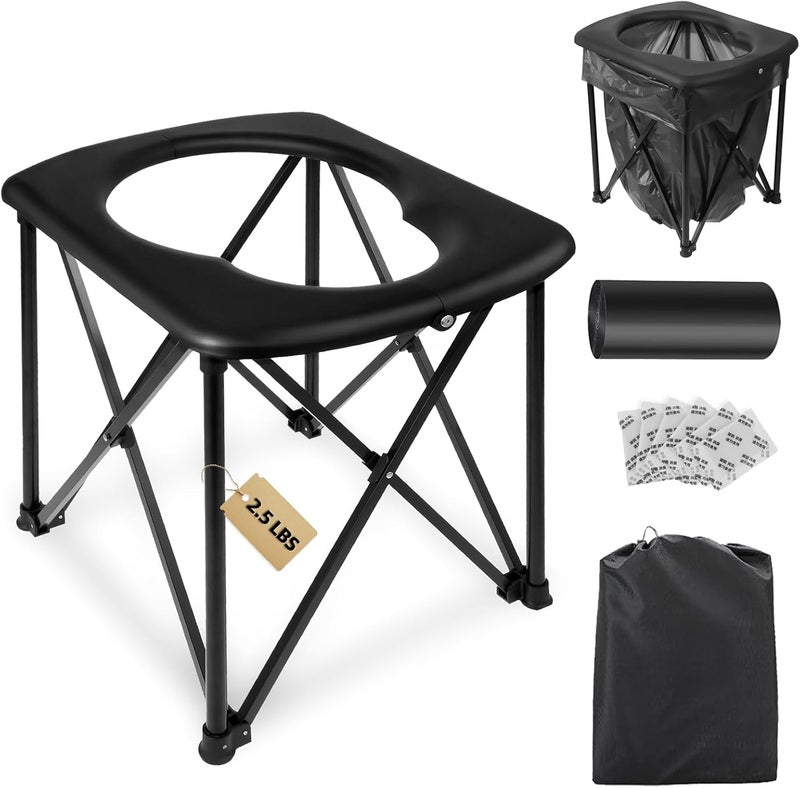YOSN 15.6'' Portable Toilet for Camping - Ultralight Foldable Potty with 350LBS Capacity - Image 1