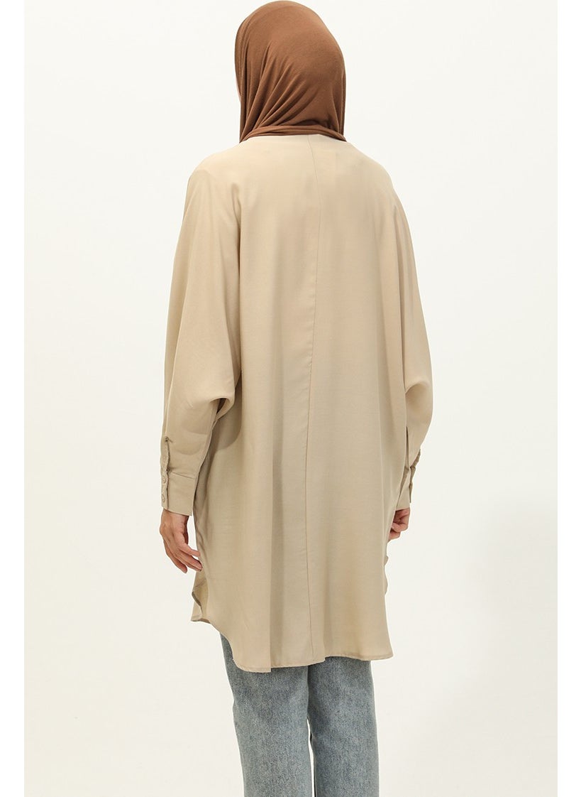 Sefa Merve Pocket Viscose Tunic 6480-17 Beige  - Image 5