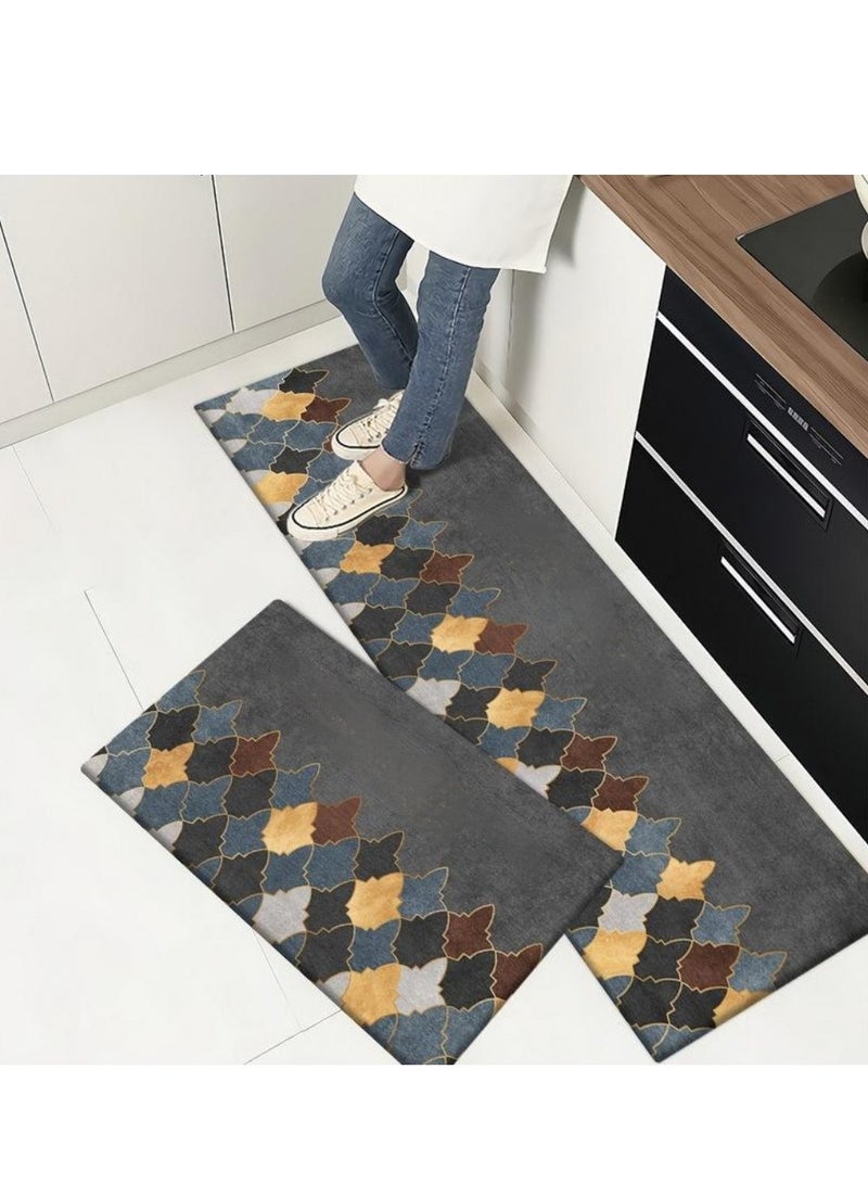 2 PCS Kitchen Mats and Rugs Set , Non Slip Heavy Duty Standing Mat, Quick Dry Diatom Mud Floor Mat, Extra Soft and Absorbent Floor Mats for Kitchen, Bath, Office, Laundry(80*50cm+120*50cm)