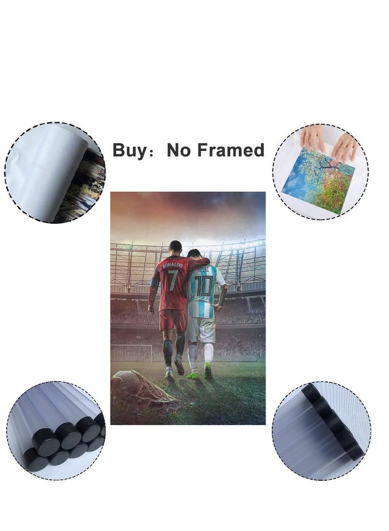 Today Idea Football Stars Cristiano Ronaldo and Lionel Messi Canvas Poster Wall Decor (Unframed) 12in×18in(30cm×45cm) (Messi and Ronaldo) - Image 2