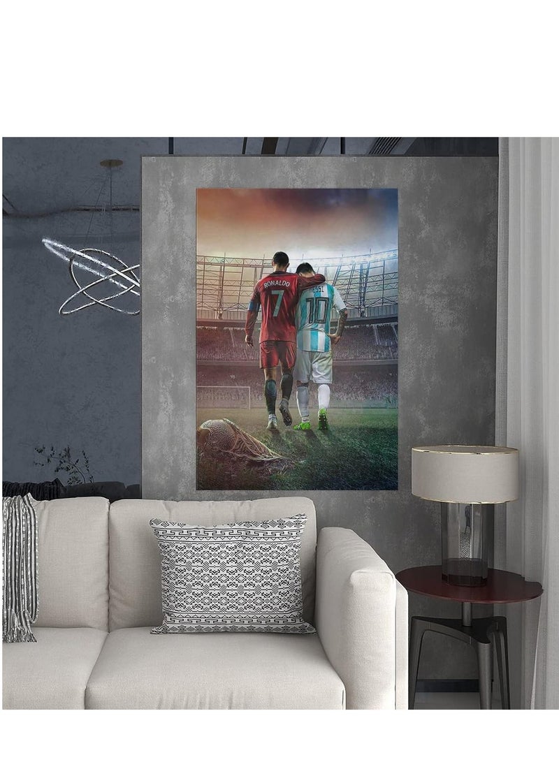 Today Idea Football Stars Cristiano Ronaldo and Lionel Messi Canvas Poster Wall Decor (Unframed) 12in×18in(30cm×45cm) (Messi and Ronaldo) - Image 3