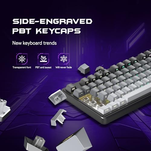 FURYCUBE IP98 Gaming Keyboard - Wired Keyboard with RGB Backlighting, IPX8 Water Resistance, and Side Printed PBT Translucent Keycaps, Suitable for Gaming or Work (Gray-White) - Image 5