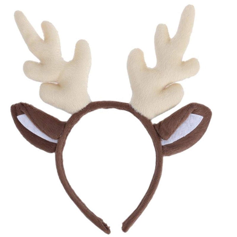 Utavu Reindeer Headband Adult Women Christmas Deer Horn Headband Plush Moose Horns Costume Holiday Reindeer Ears Festive Headpiece for Party Accessories - Image 2