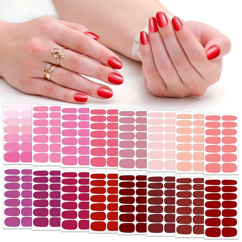 SILPECWEE 16 Sheets Nail Polish Stickers Full Nail Wraps Stick on Nail Polish Strips Self Adhesive Gel Nail Strips Fingernails Sticker Nails for Women with 1pc Nail File Stylish Style
