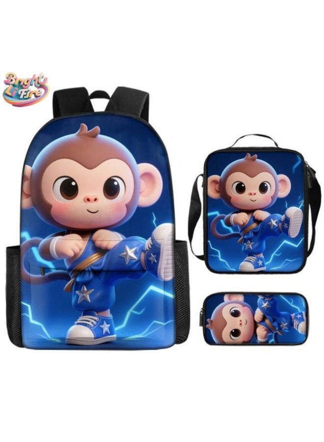 Bright Li Fire Unlock the new fashion of childish fun! Three-piece set of bags, cartoon elements for children and teenagers (students, children, friends' outings, mountain climbing, schooling, etc. can be used) - 17 - Image 1