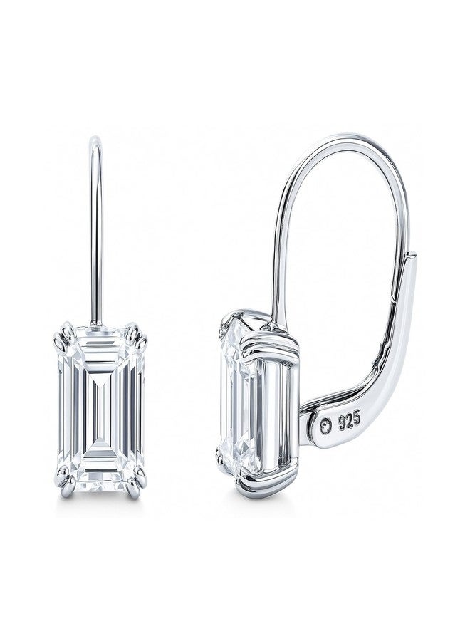BERRICLE Sterling Silver CZ Solitaire Cubic Zirconia Leverback Drop Dangle Earrings for Women, Asscher/Bezel/Cushion/Emerald/Princess Cut, 1.2-4 Carat, Rose Gold/Yellow Gold/Rhodium Plated, Medium - Image 1