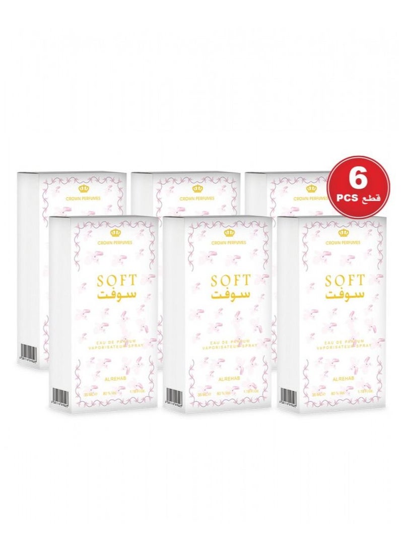 Al Rehab Perfumes Soft 35 ml - 6 Pieces Eau de Parfum - for women