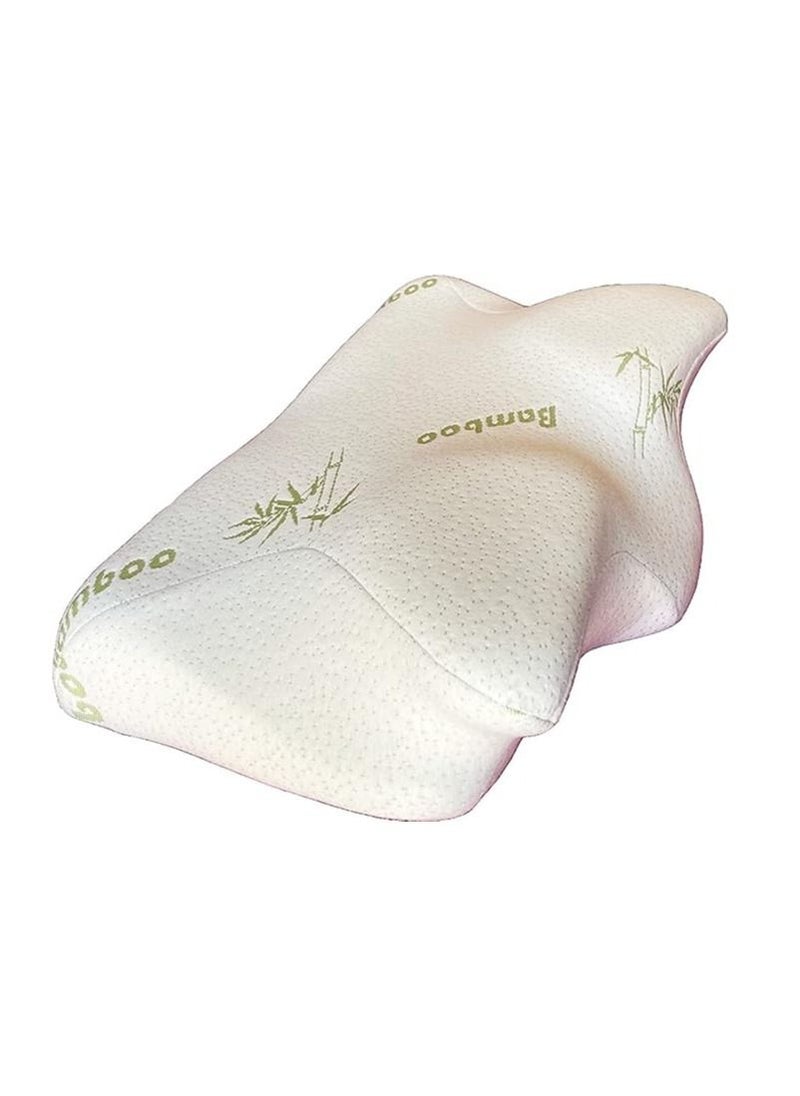 Plush PLUSH Firm Hard Memory Foam Pillow Neck and Shoulder Tension Relief, Support. Ergonomical design for Neck pain patients, Not Advised for Regular Sleeping. Included Bamboo Pillowcase - Medium  - Image 2