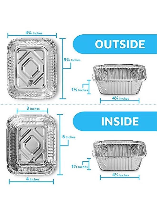 Arabest - 50-Pack of 5x4” Aluminum Foil Food Containers with Clear Lids for Takeout | 1lb Capacity Drip Pans for Freshness & Spill Resistance | Eco-Friendly & Recyclable Disposable Containers - Image 1