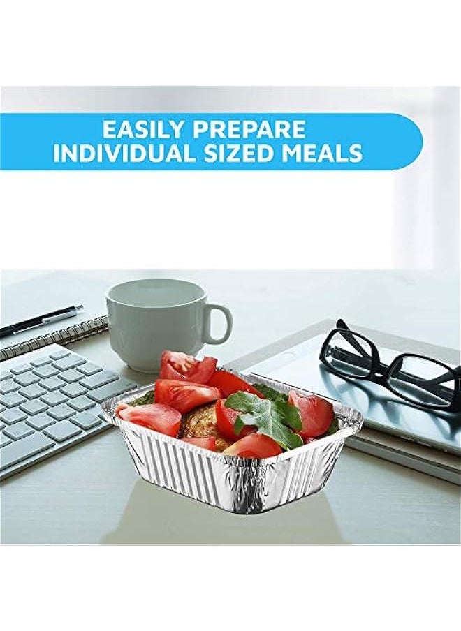 Arabest - 50-Pack of 5x4” Aluminum Foil Food Containers with Clear Lids for Takeout | 1lb Capacity Drip Pans for Freshness & Spill Resistance | Eco-Friendly & Recyclable Disposable Containers - Image 1