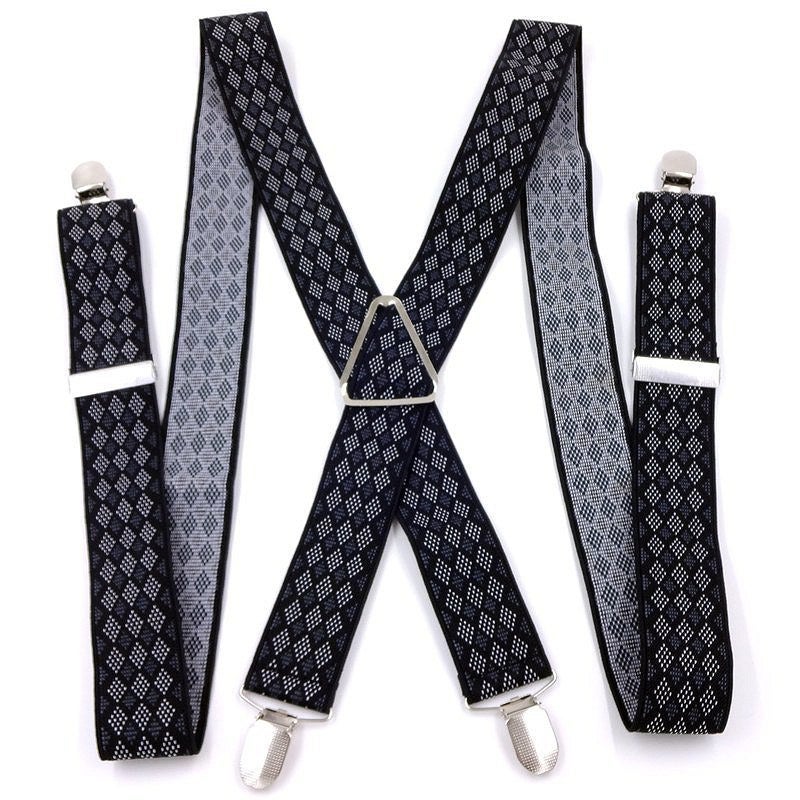 Men'S Four-Clip Suspender Trousers For The Elderly Fatty Adult Strap Wear Triangle Four-Corner Strap Pattern - Image 4