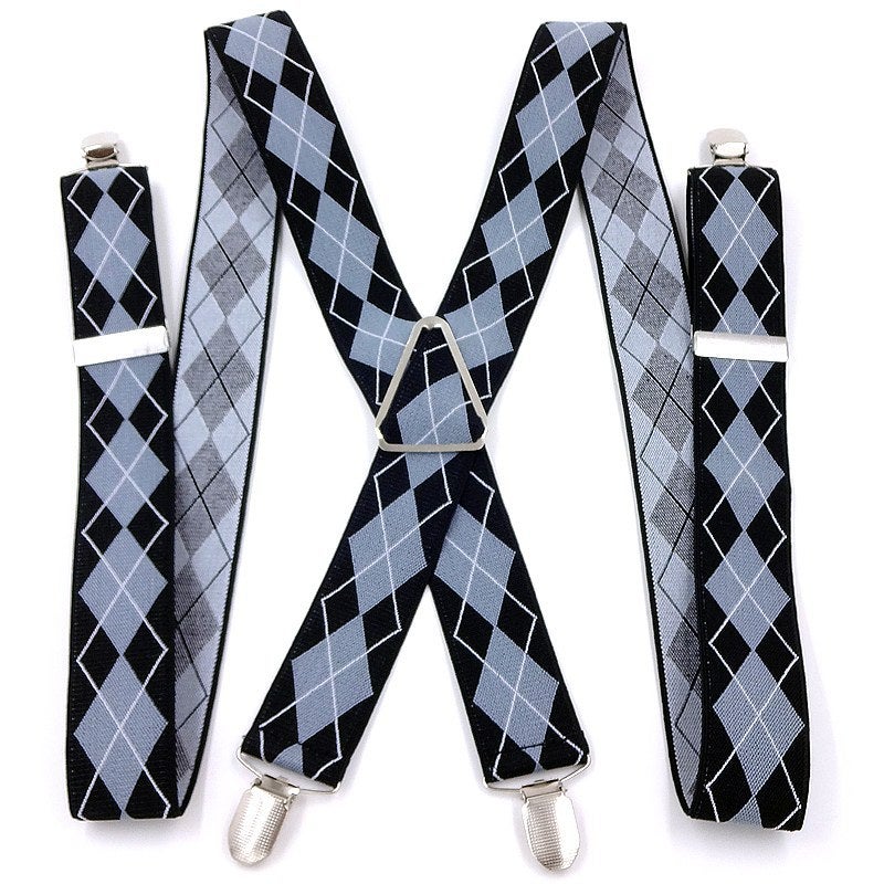 Men'S Four-Clip Suspender Trousers For The Elderly Fatty Adult Strap Wear Triangle Four-Corner Strap Pattern - Image 5